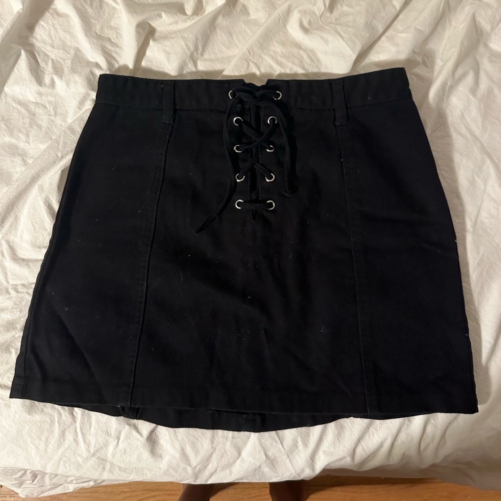 Black canvas style forever 21 high-waisted mini skirt worn less than 3 times!